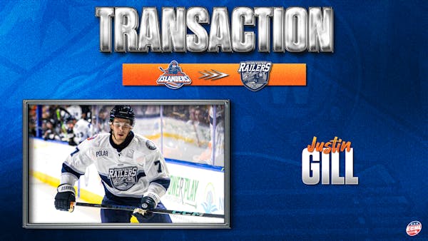 JUSTIN GILL RETURNED ON LOAN TO RAILERS FROM BRIDGEPORT ISLANDERS