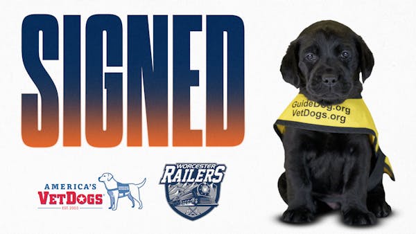 Worcester Railers HC Welcome Service Dog As Part of Railers Month of Giving
