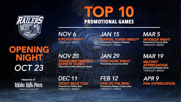 Worcester Railers HC Announce Top 10 Promotional Games